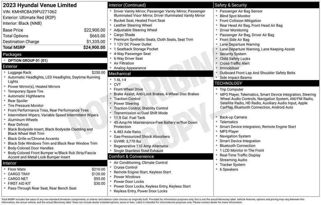 Hyundai VENUE 2023 Limited 4dr Crossover