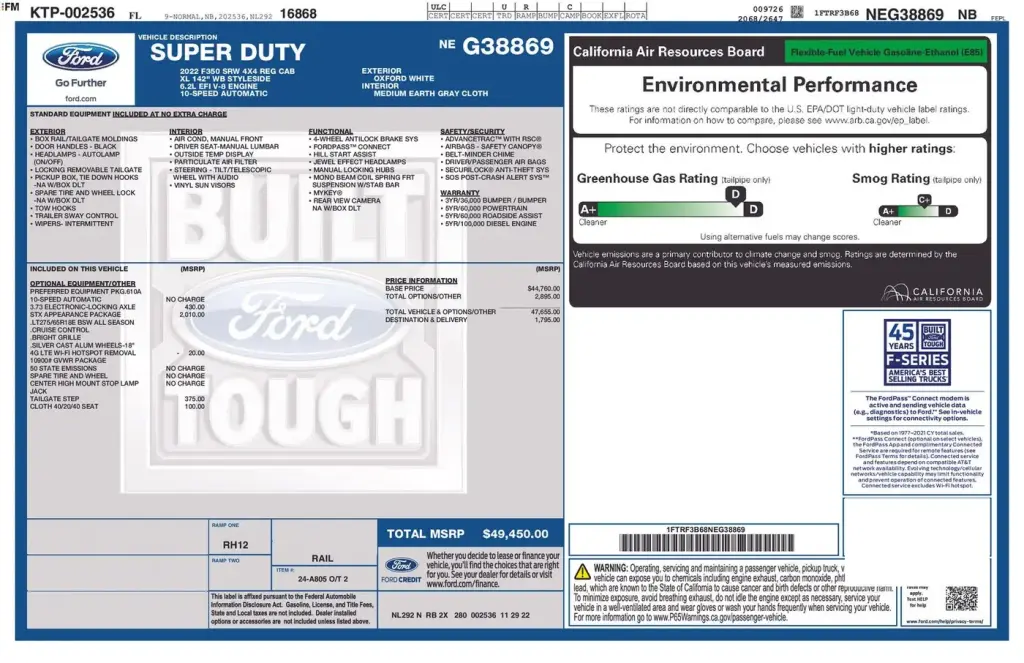 Ford F-350 Super Duty 2022 4x4 XL 2dr Cabina Regular 8 ft. LB SRW Pickup
