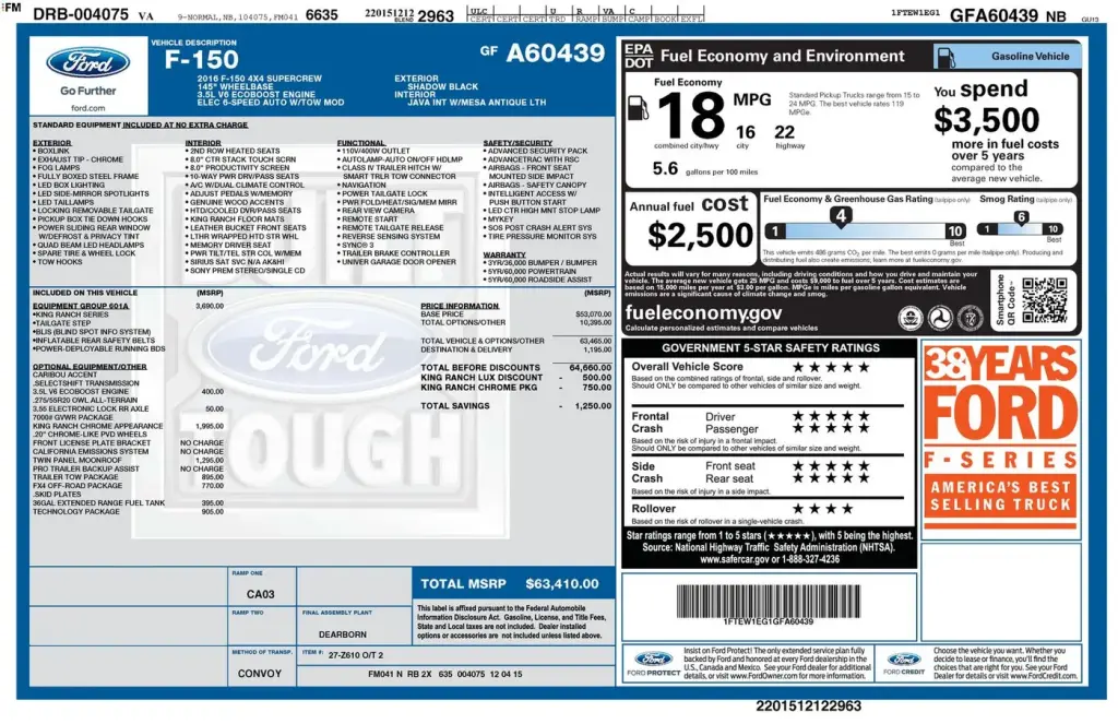 Ford F-150 2016 4x4 King Ranch 4dr SuperCrew 5.5 ft. SB