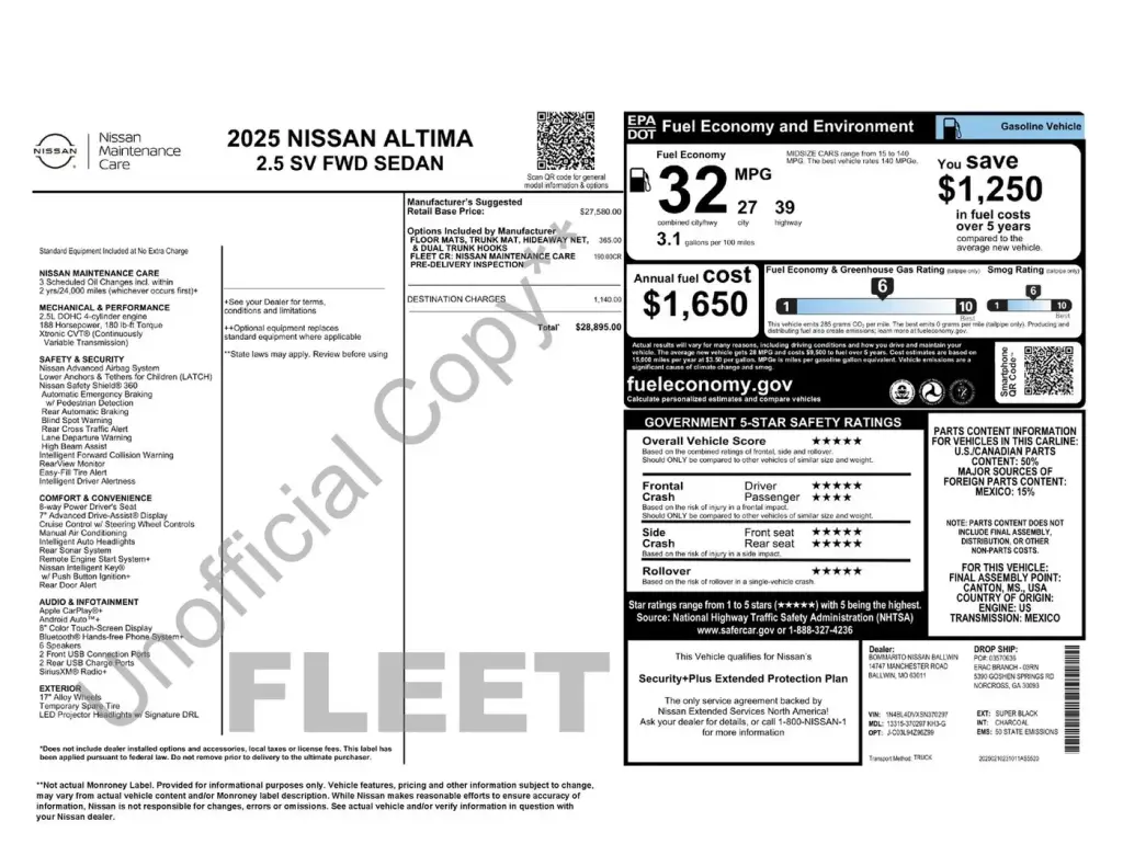 Nissan Altima 2025 2.5 SV 4dr Sedán