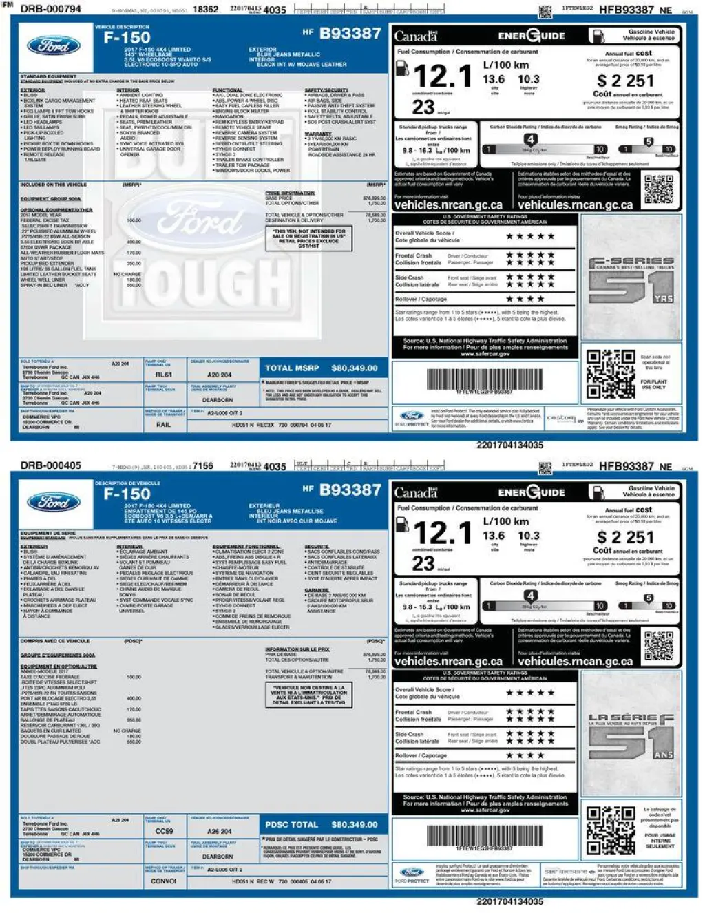Ford F-150 2017 4x4 Limited 4dr SuperCrew 5.5 ft. SB