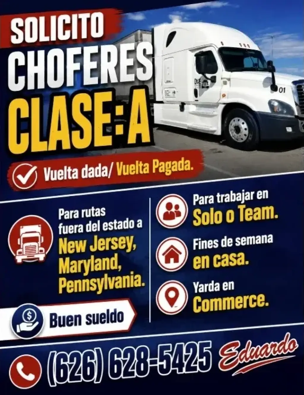 SOLICITO 🚚CHOFERES CLASE:A  💶 Vuelta dada/ Vuelta Pagada