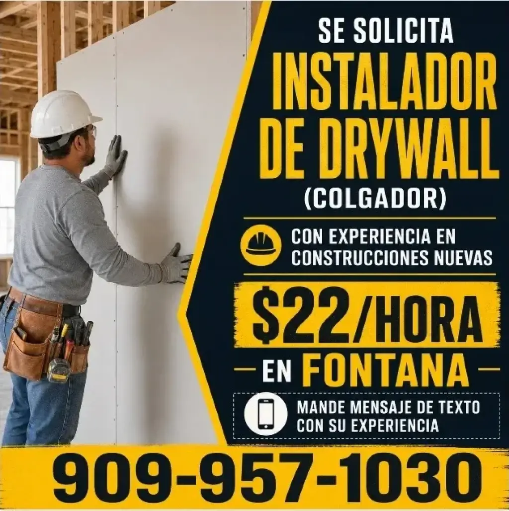 SOLICITO INSTALADOR  DE DRYWALL (COLGADOR) en 📍FONTANA