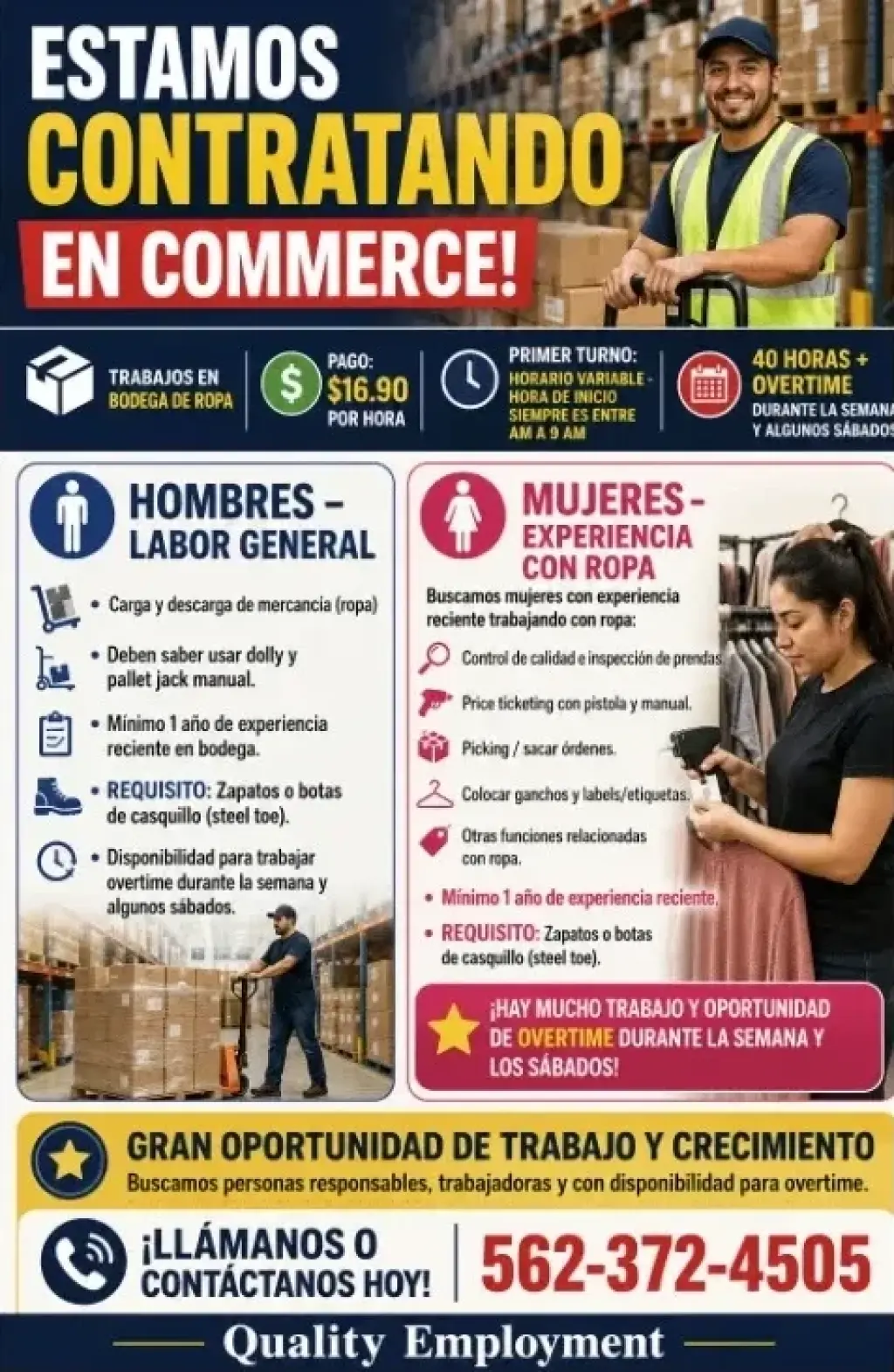 📦 TRABAJOS EN BODEGA DE ROPA EN  📍COMMERCE!