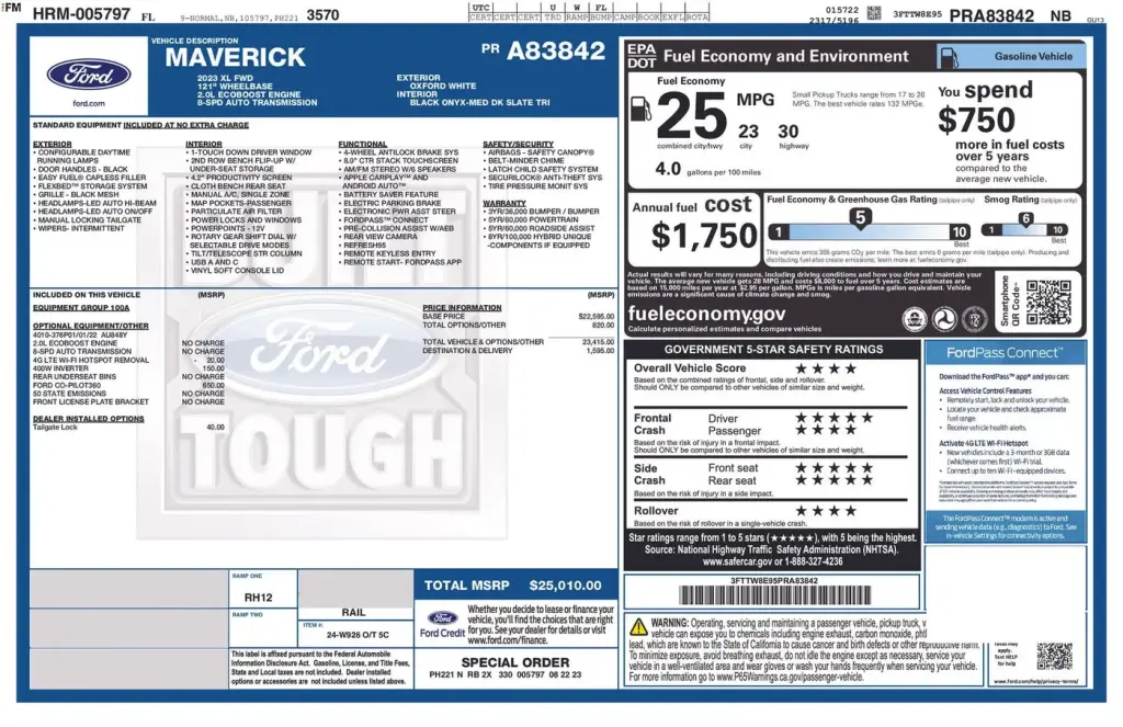 Ford Maverick 2023 XL 4dr SuperCrew 4.5 ft SB