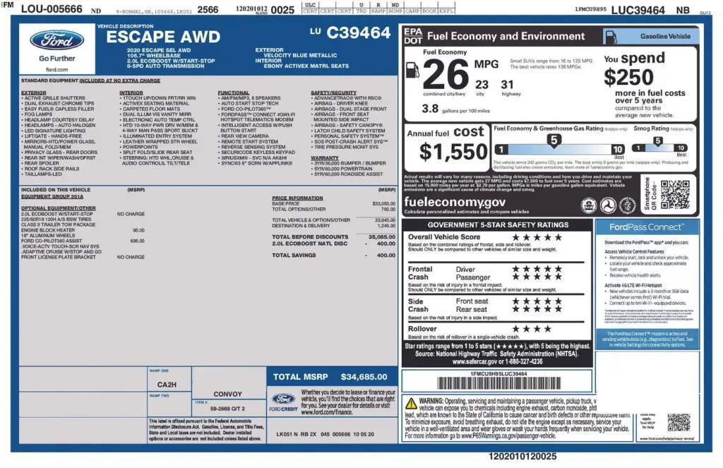 Ford Escape 2020 AWD SEL 4dr SUV