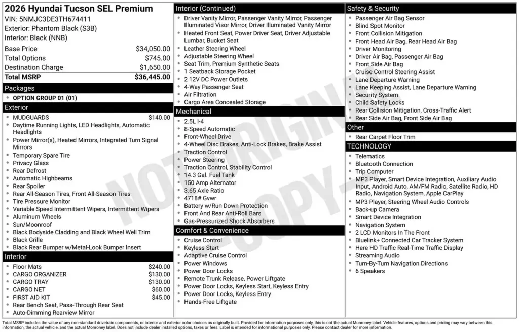 Hyundai TUCSON 2026 SEL Premium 4p SUV