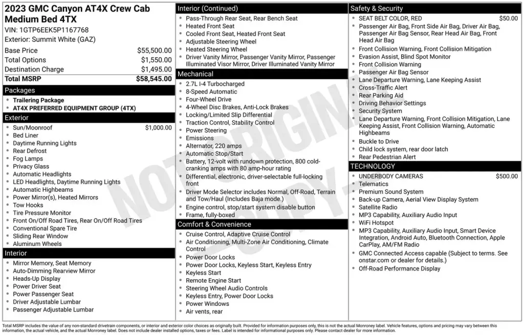 GMC Canyon 2023 4x4 AT4X 4p. Camioneta de cabina completa 5 pies de caja corta