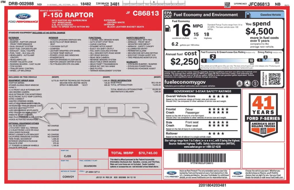 Ford F-150 2018 4x4 Raptor 4dr SuperCrew 5.5 ft. SB
