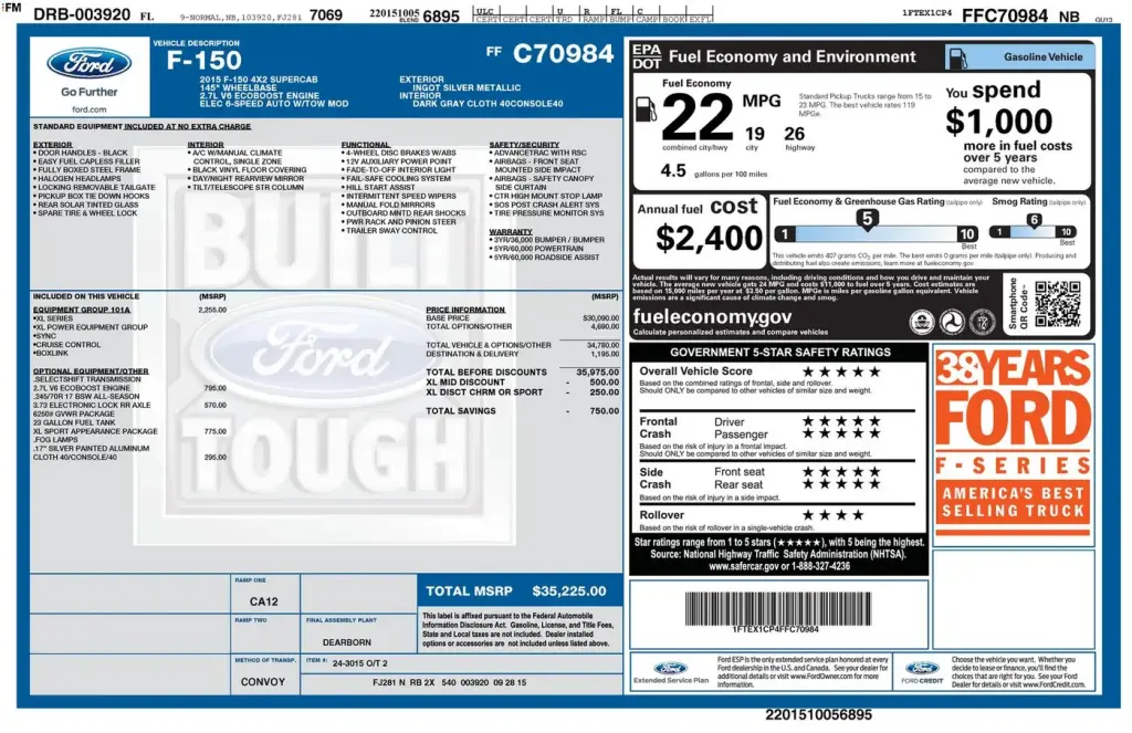 Ford F-150 2015 4x2 XL 4p SuperCab 6.5 ft. SB