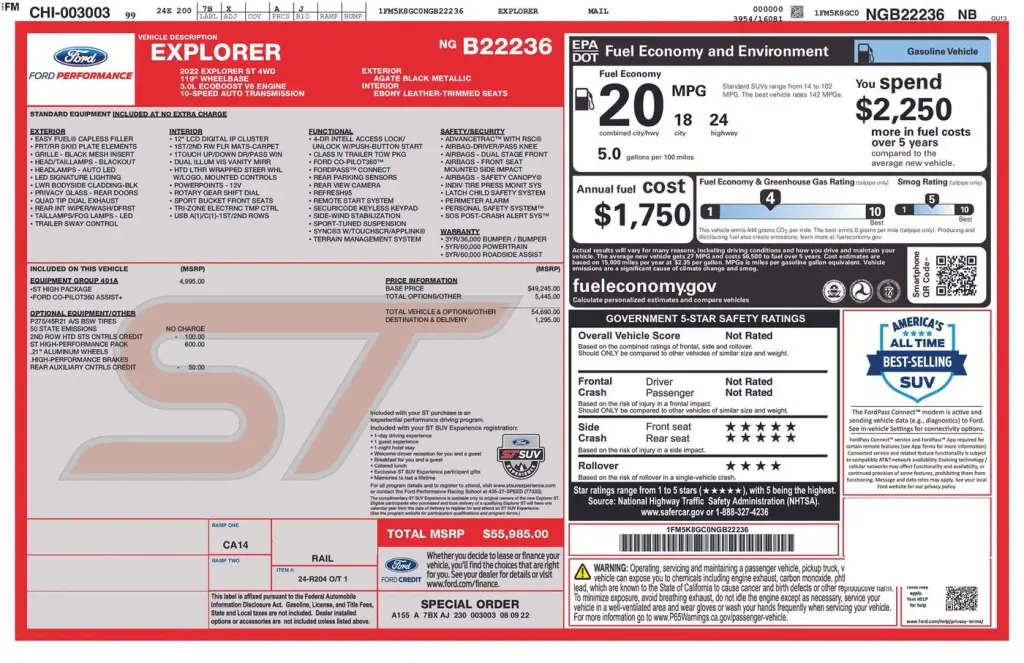 Ford Explorer 2022 AWD ST 4p SUV