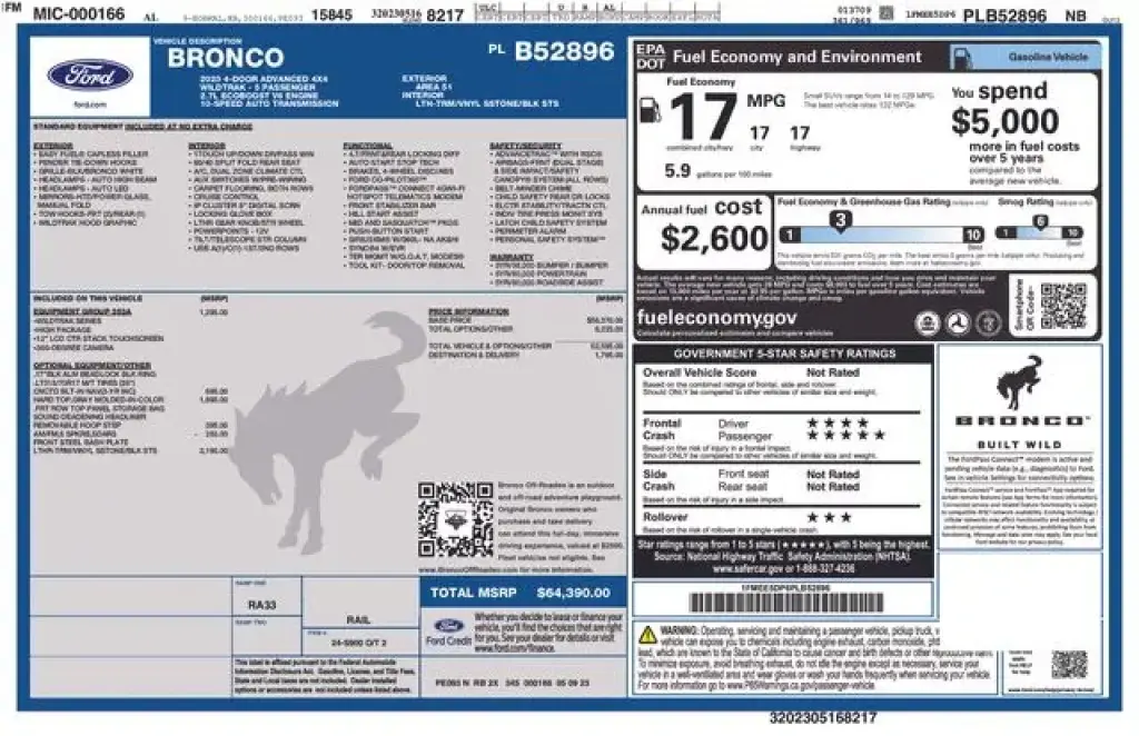 Ford Bronco 2023 4x4 Base Avanzado 4p SUV