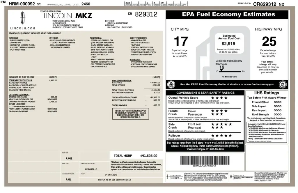 Lincoln MKZ 2012 AWD 4dr Sedán