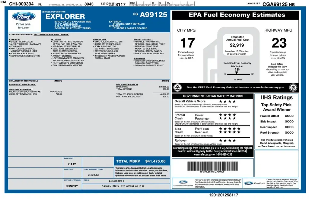 Ford Explorer 2012 AWD Limited SUV de 4 puertas