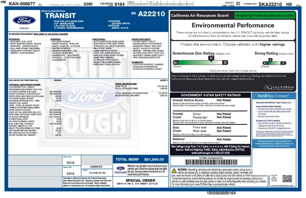 Ford Transit 2025 250 3dr SWB Low Roof Cargo Van