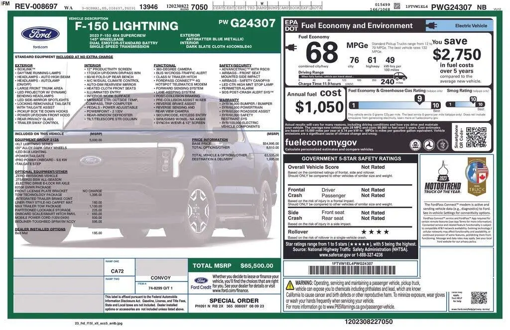 Ford F-150 Lightning 2023 AWD XLT 4dr SuperCrew 5.5 ft. SB
