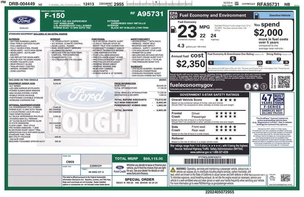 Ford F-150 2024 4x4 XLT 4dr SuperCrew 5.5 ft. SB