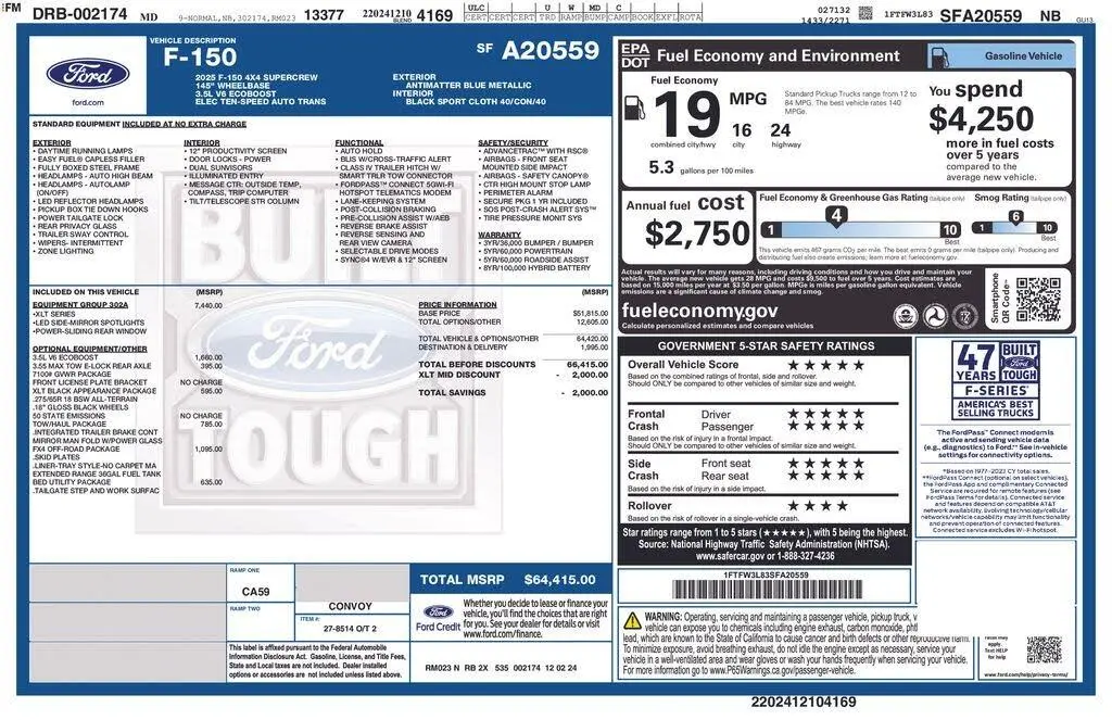 Ford F-150 2025 4x4 XLT 4dr SuperCrew 5.5 ft. SB
