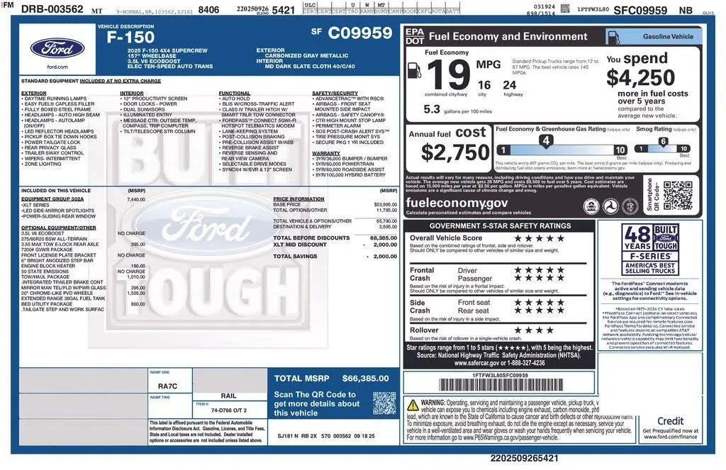Ford F-150 2025 4x4 XLT 4dr SuperCrew 5.5 ft. SB