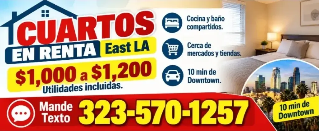 CUARTOS EN RENTA con 📌Utilidades incluidas. en📍 East LA