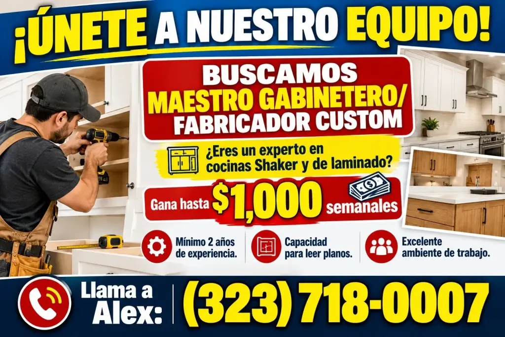 ¡ÚNETE A NUESTRO EQUIPO! BUSCAMOS MAESTRO GABINETERO