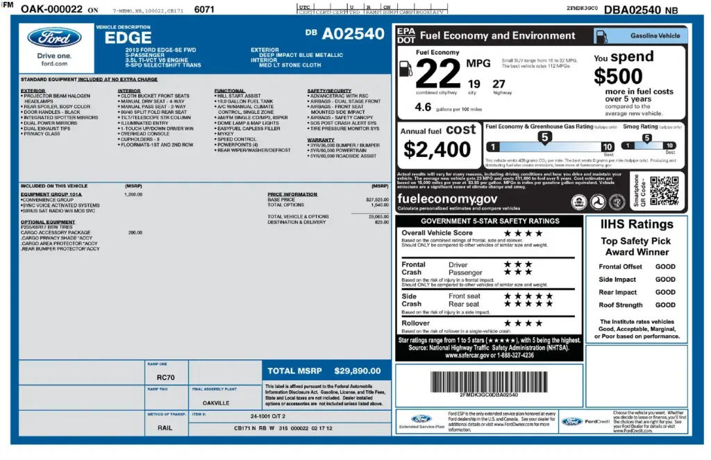 Ford Edge 2013 SE crossover de 4 puertas