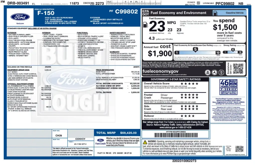 Ford F-150 2023 4x4 XLT 4dr SuperCrew 6.5 ft. SB
