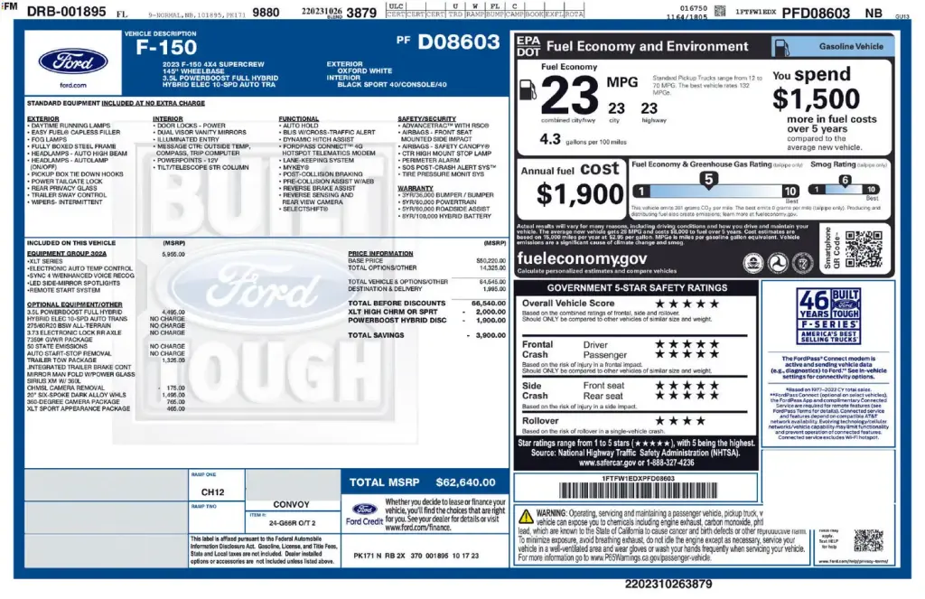 Ford F-150 2023 4x4 XLT 4p SuperCrew 6.5 ft. CB
