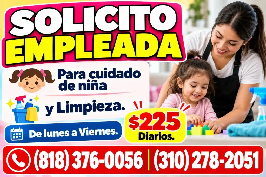 SOLICITO EMPLEADA $225 Diarios