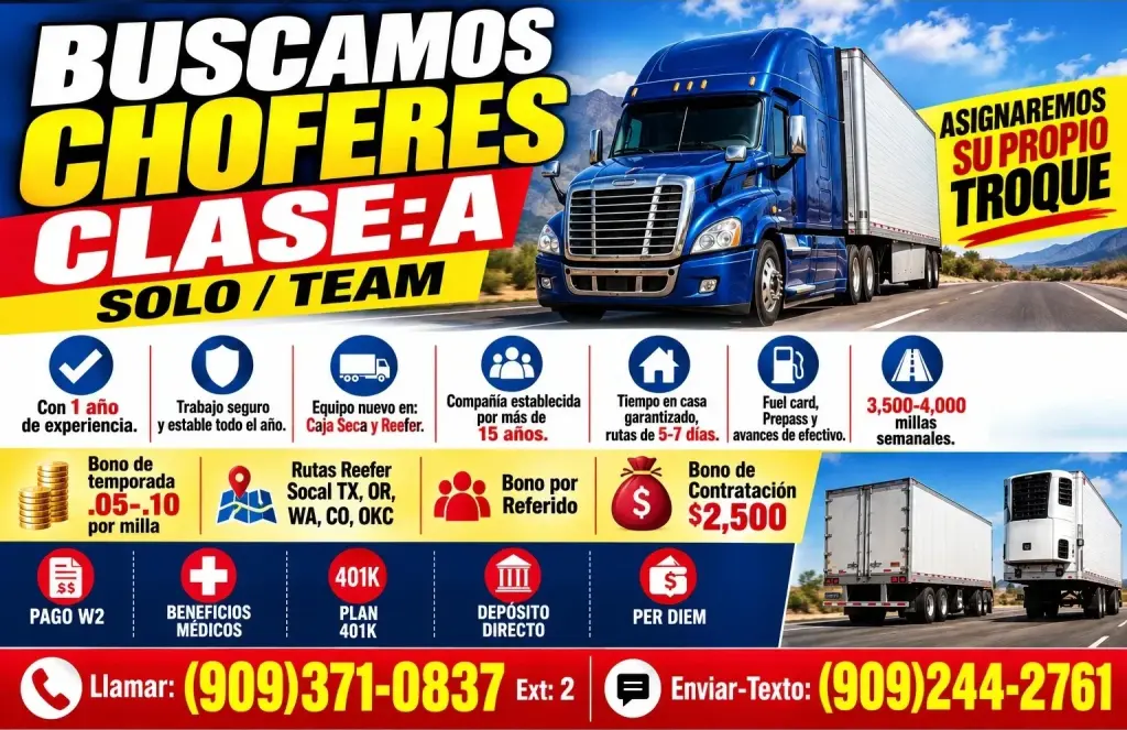 BUSCAMOS CHOFERES CLASE:A  SOLO/ TEAM.