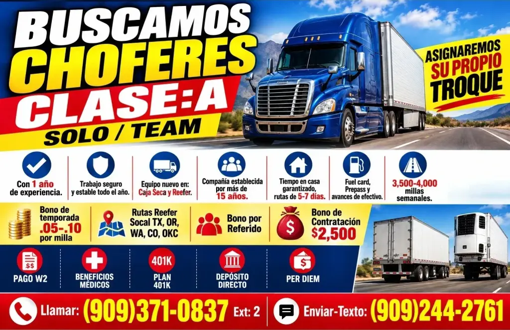 BUSCAMOS CHOFERES CLASE:A  SOLO/ TEAM.