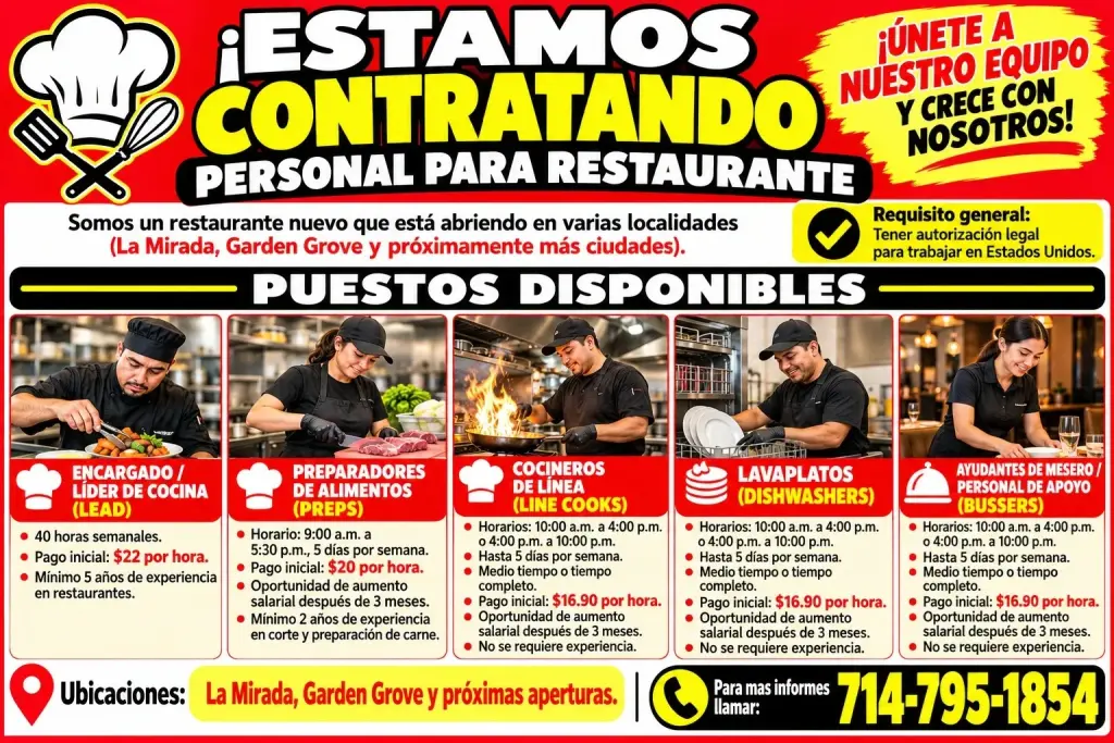 ¡ÚNETE A NUESTRO EQUIPO Y CRECE CON NOSOTROS! 📍La Mirada📍Garden Grove
