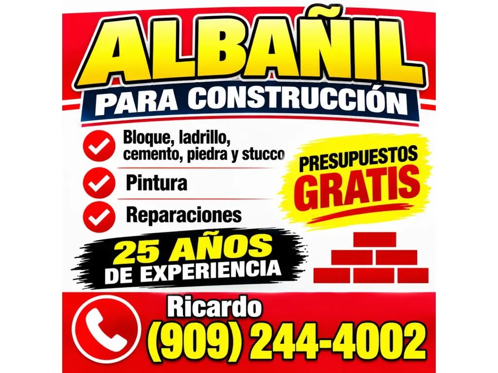 🧱🔨 ¡ALBAÑIL PARA CONSTRUCCIÓN Y REPARACIONES!