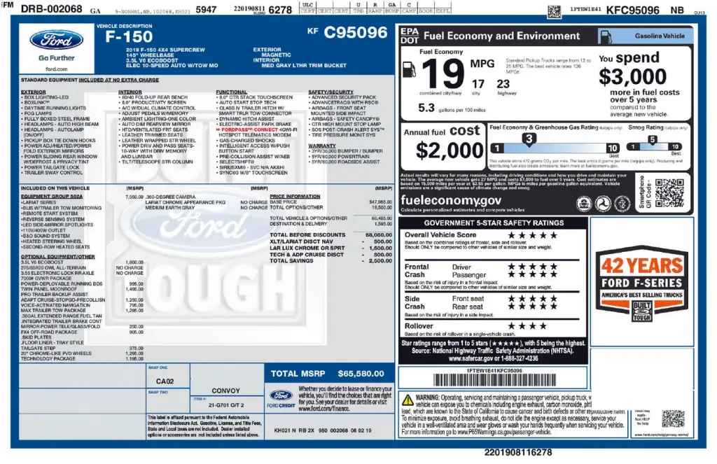 Ford F-150 2019 4x4 King Ranch 4dr SuperCrew 5.5 ft. SB