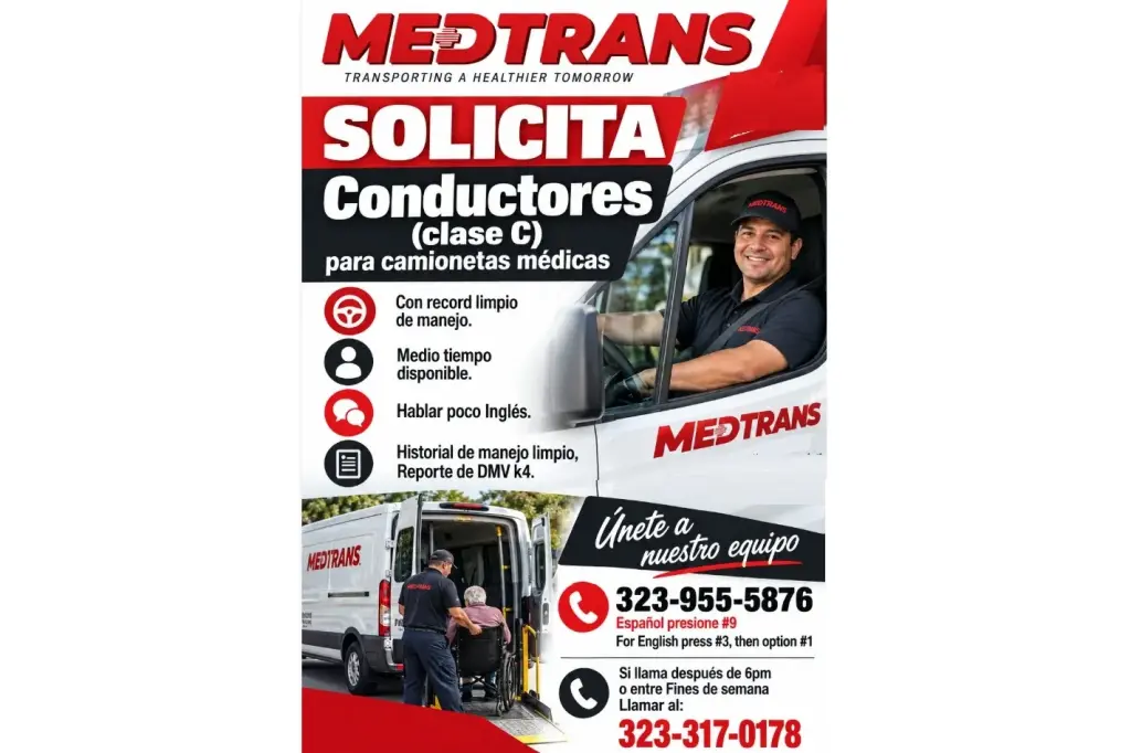 🚨BUSCAMOS CONDUCTORES (Clase C). 🚚 de camionetas médicas.🚨📍LA