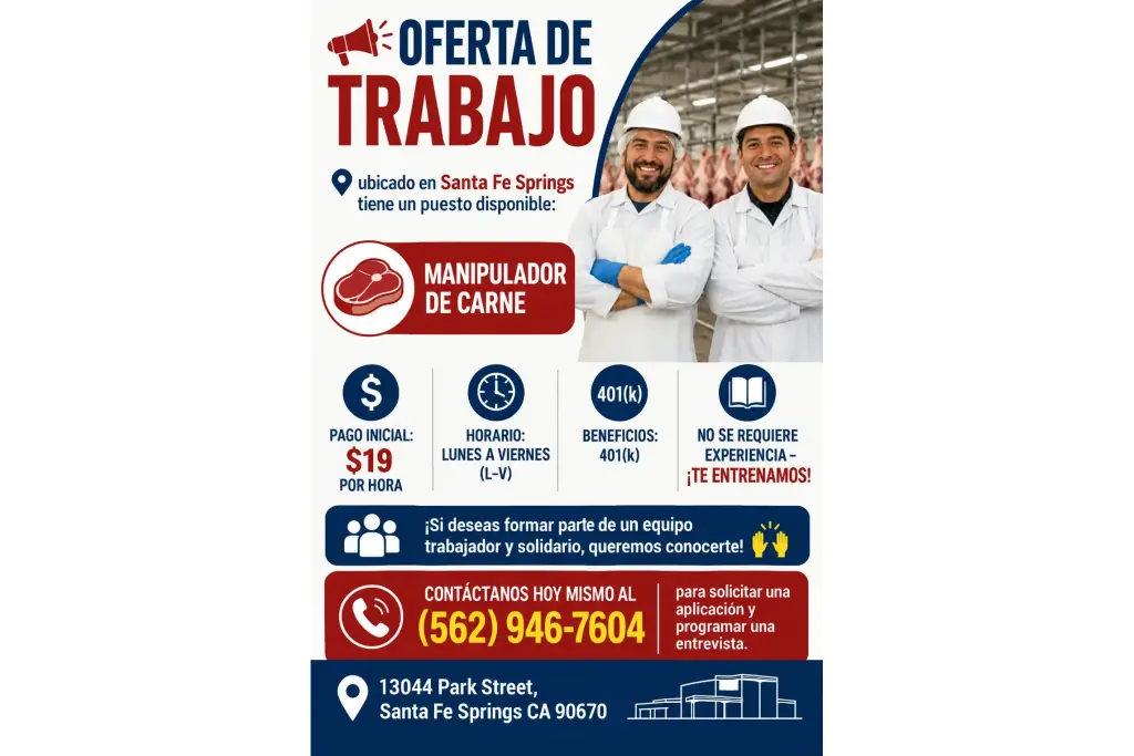 OFERTA DE TRABAJO/JOB OPENING!