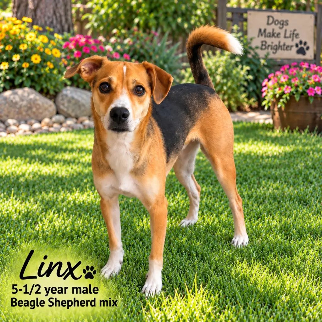 LINX – 5-1/2 YEAR MALE BEAGLE SHEPHERD MIX