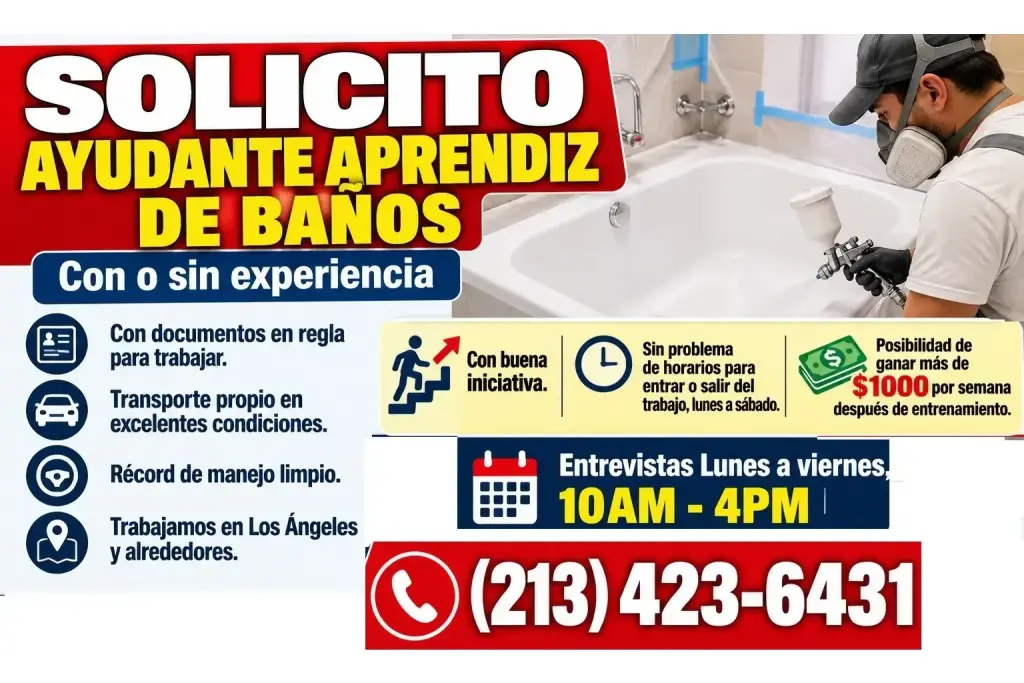 SOLICITO👷‍♂️ AYUDANTE APRENDIZ DE BAÑOS 📌con o sin experiencia ❗