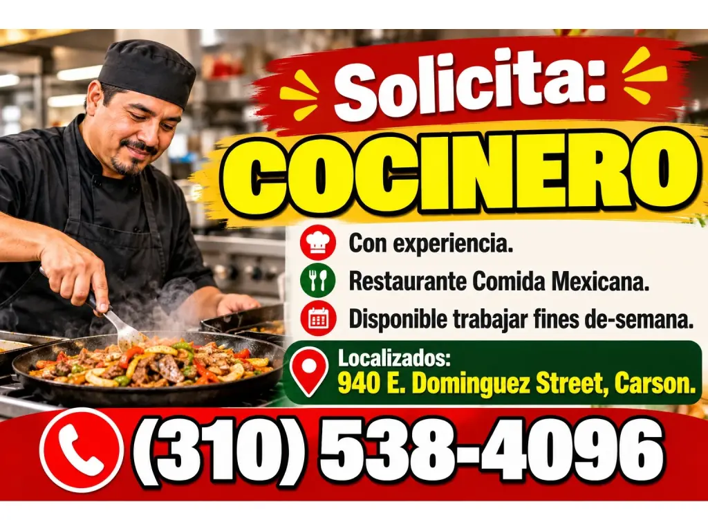SOLICITO COCINERO📍Carson
