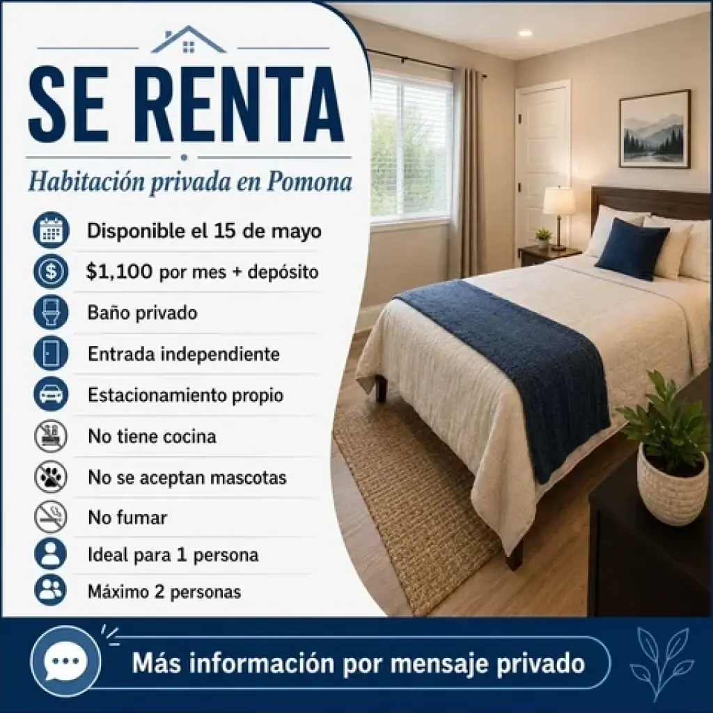 Se Renta Habitacion en Pomona