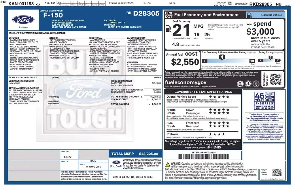 Ford F-150 2024 4x2 STX 4dr SuperCrew 5.5 ft. SB
