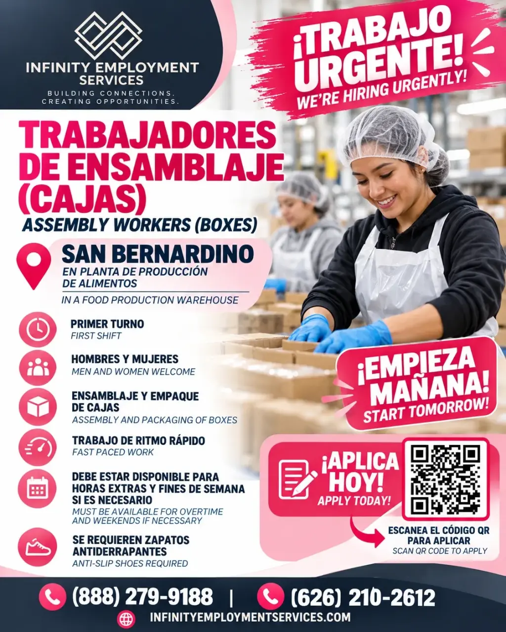 Trabajadores de Ensamblaje y Empaque de Cajas