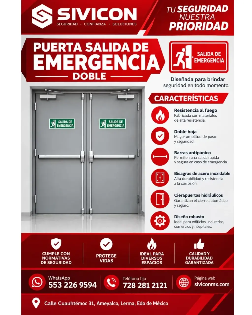 PUERTA DOBLE DE  SALIDA DE EMERGENCIA