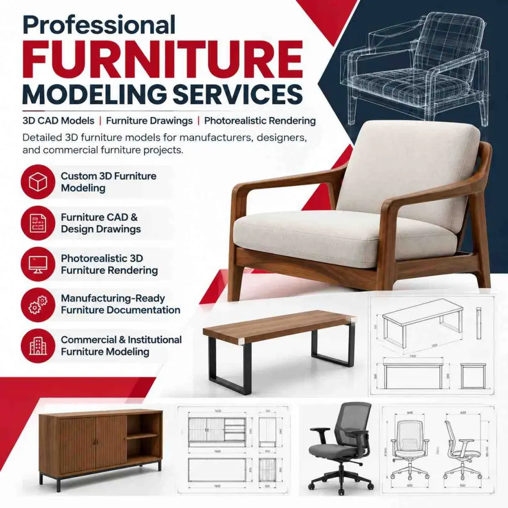Professional Furniture Modeling Services | 3D CAD Models & Rendering Solutions