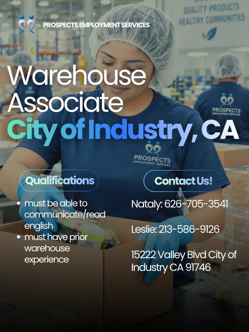 NOW HIRING — WAREHOUSE ASSOCIATES