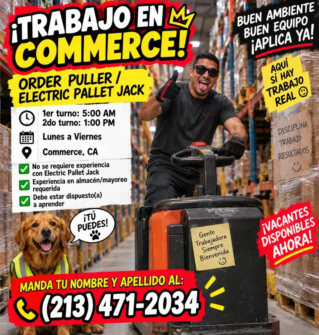 📦💥 ¡TRABAJO DE BODEGA DISPONIBLE! 💥📦 🚨🚨🚨 ¡¡¡COMMERCE, CA!!! 🚨🚨🚨