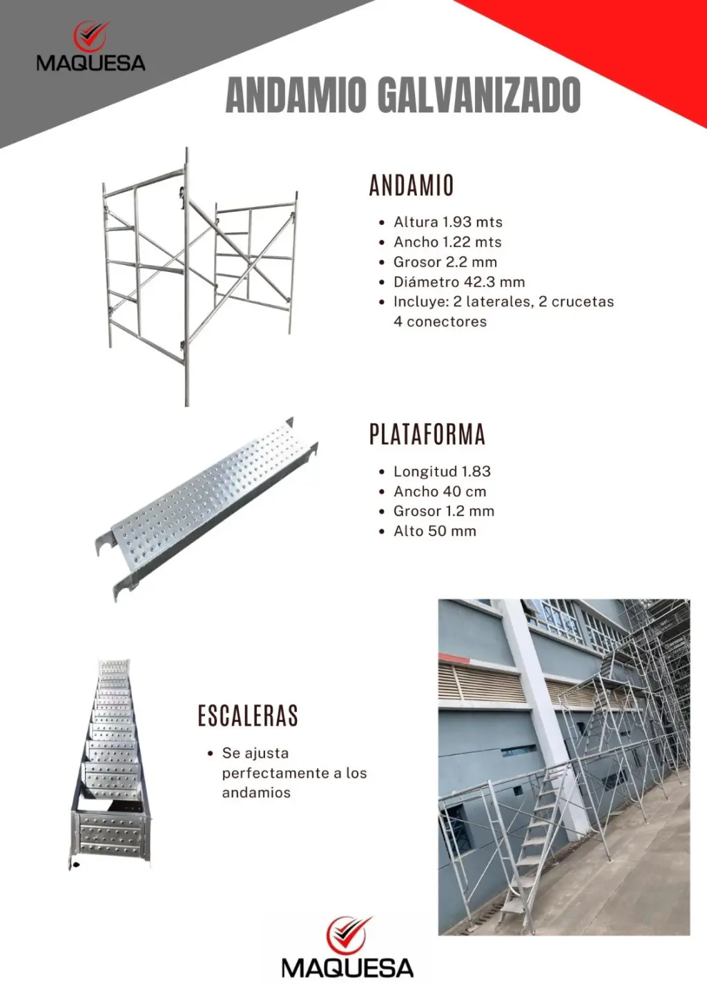 ANDAMIOS GALVANIZADOS INDUSTRIALES CON NORMA INTERNACIONAL.