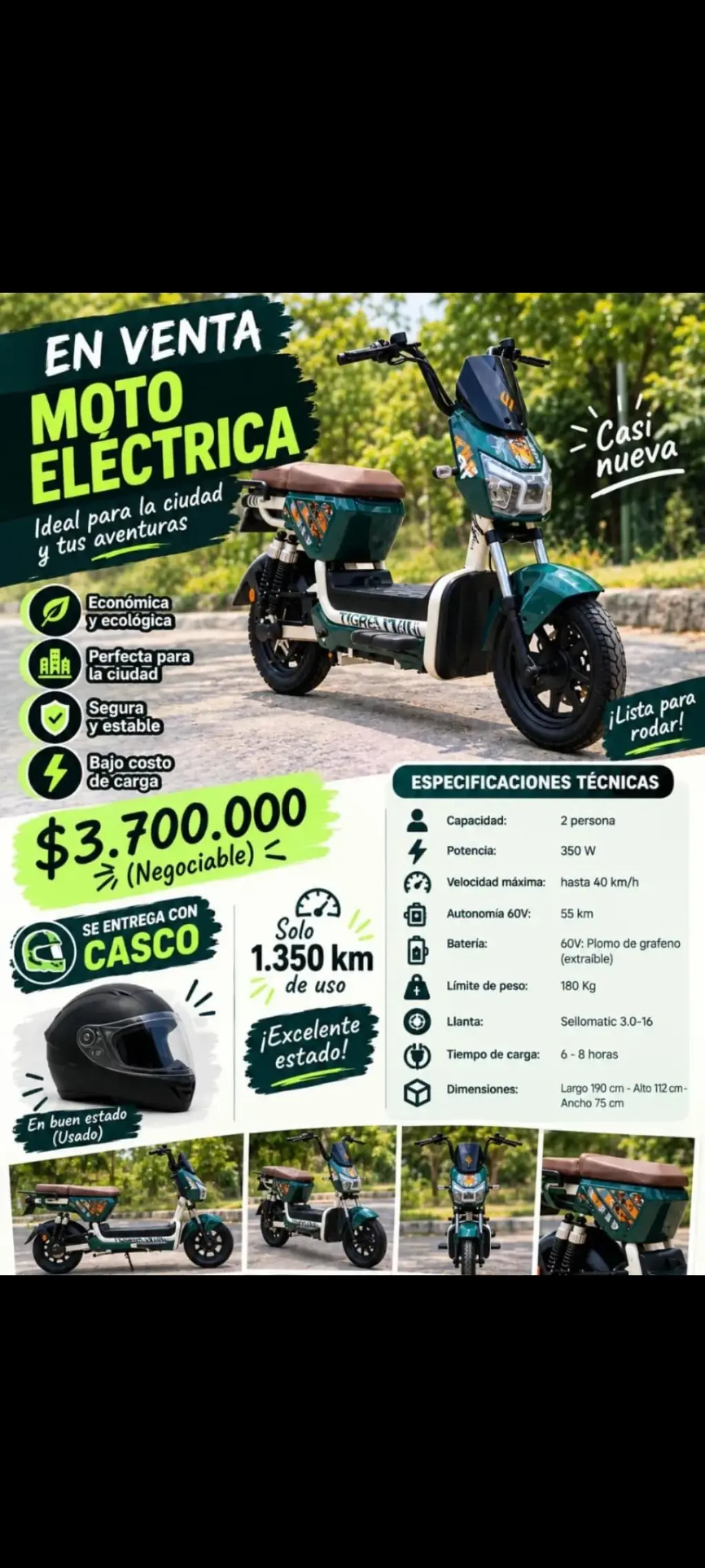 Scooter Eléctrico en Venta - ¡Casi Nuevo!