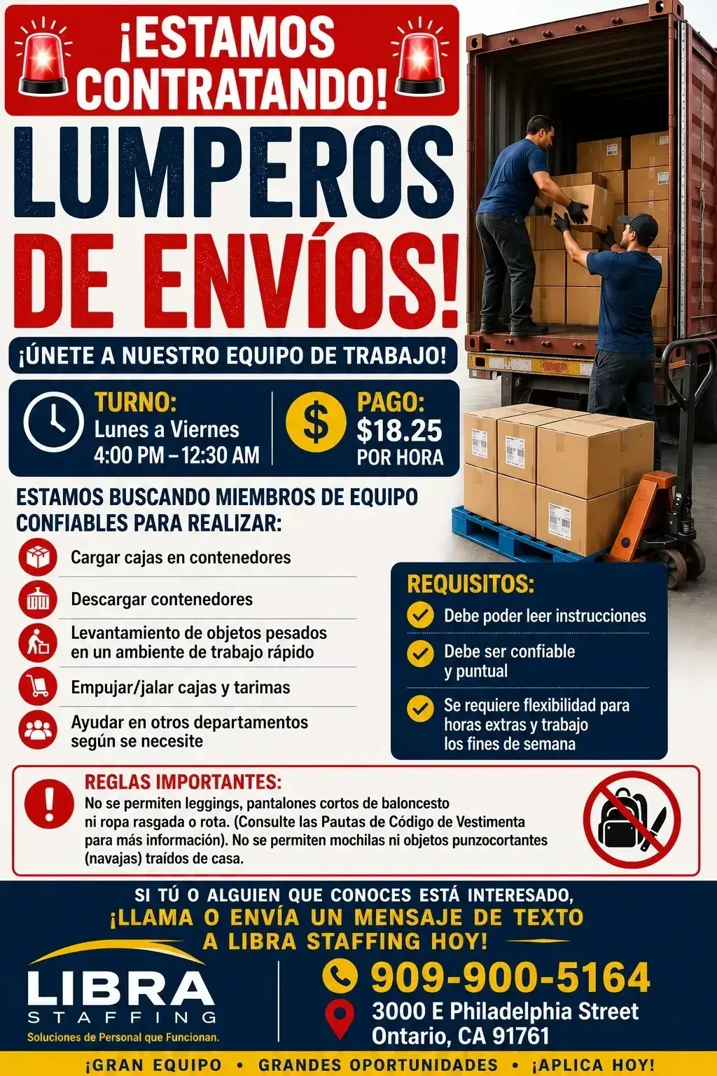 ¡Se Busca Personal de Carga - Salario Competitivo!