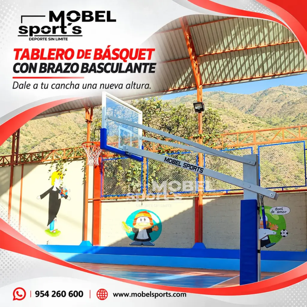 Tablero de basquet fijo con brazo basculante